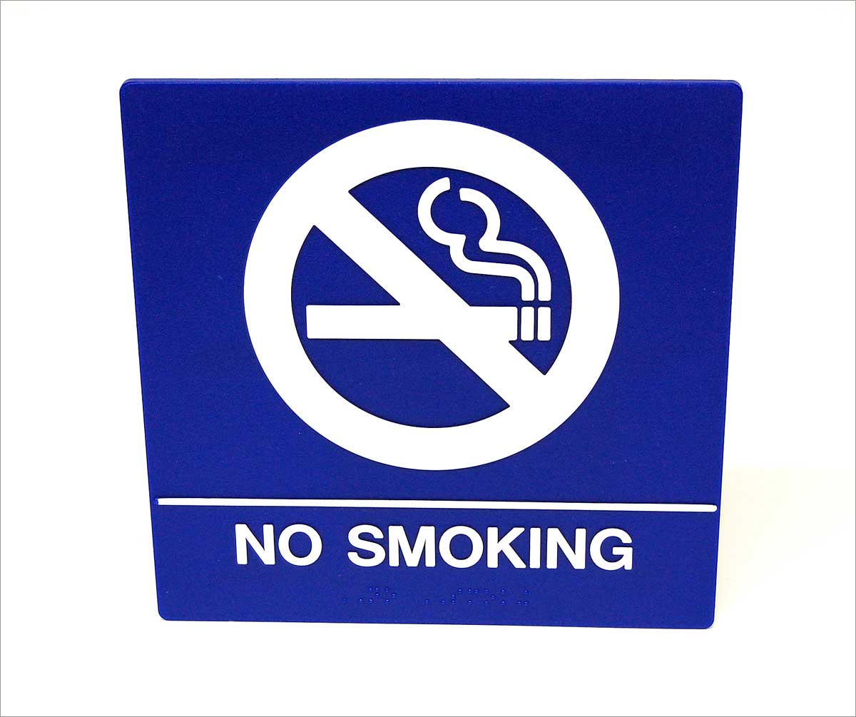 No Smoking ADA Compliant Sign - Blue