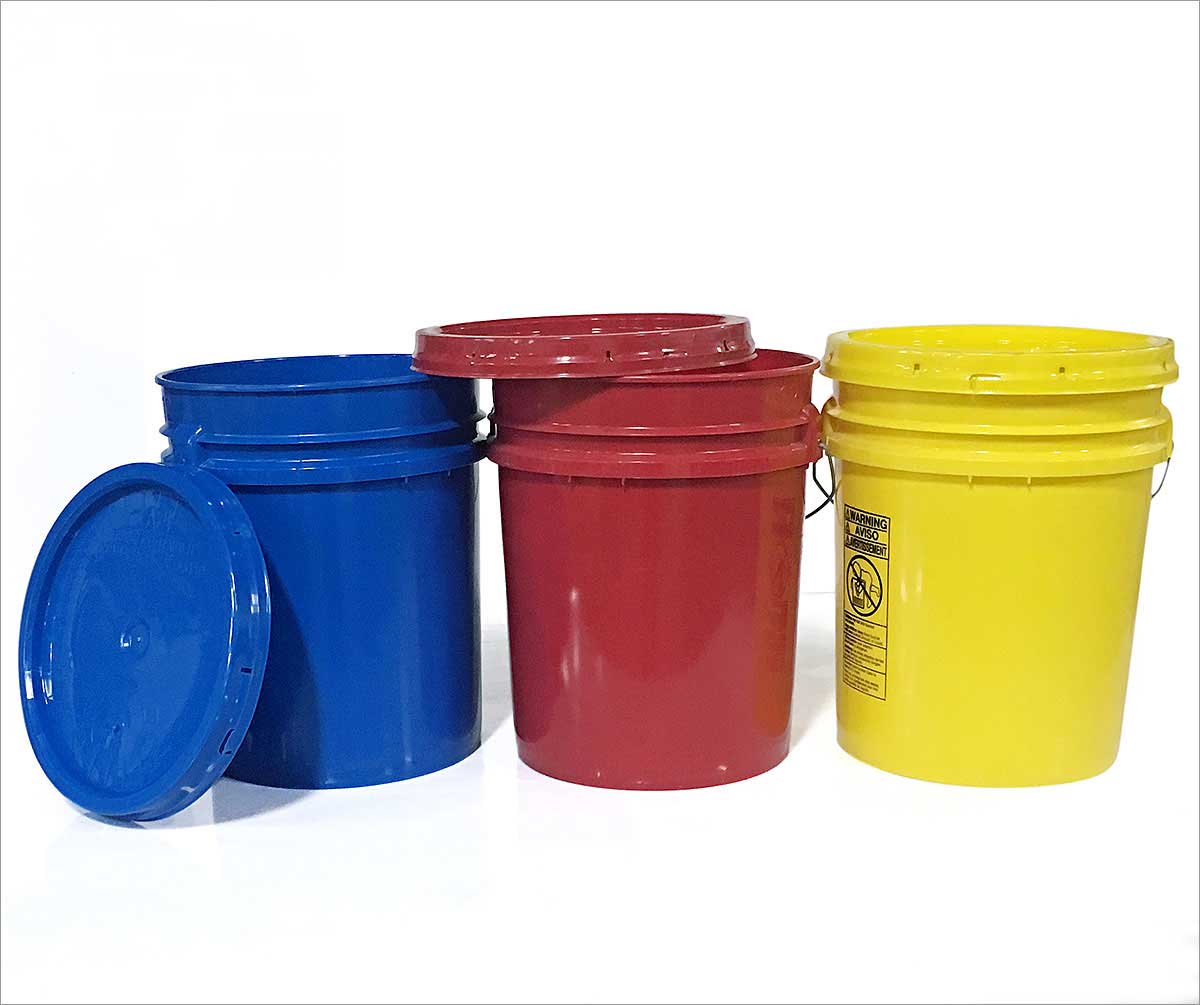 red bucket with lid